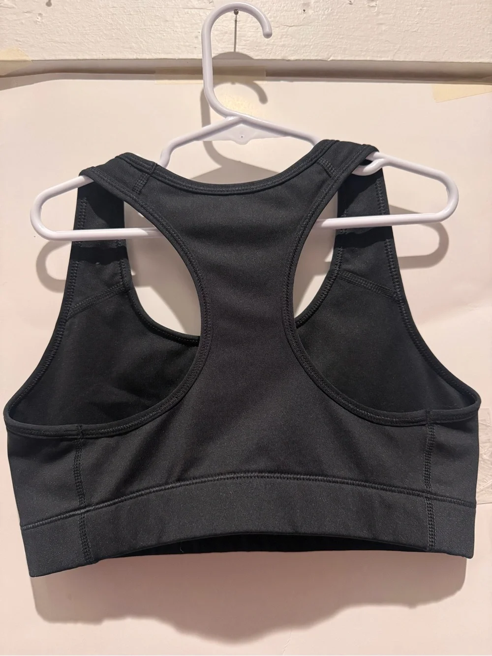 Nike Black Racerback Sports Crop Bra with White Swoosh